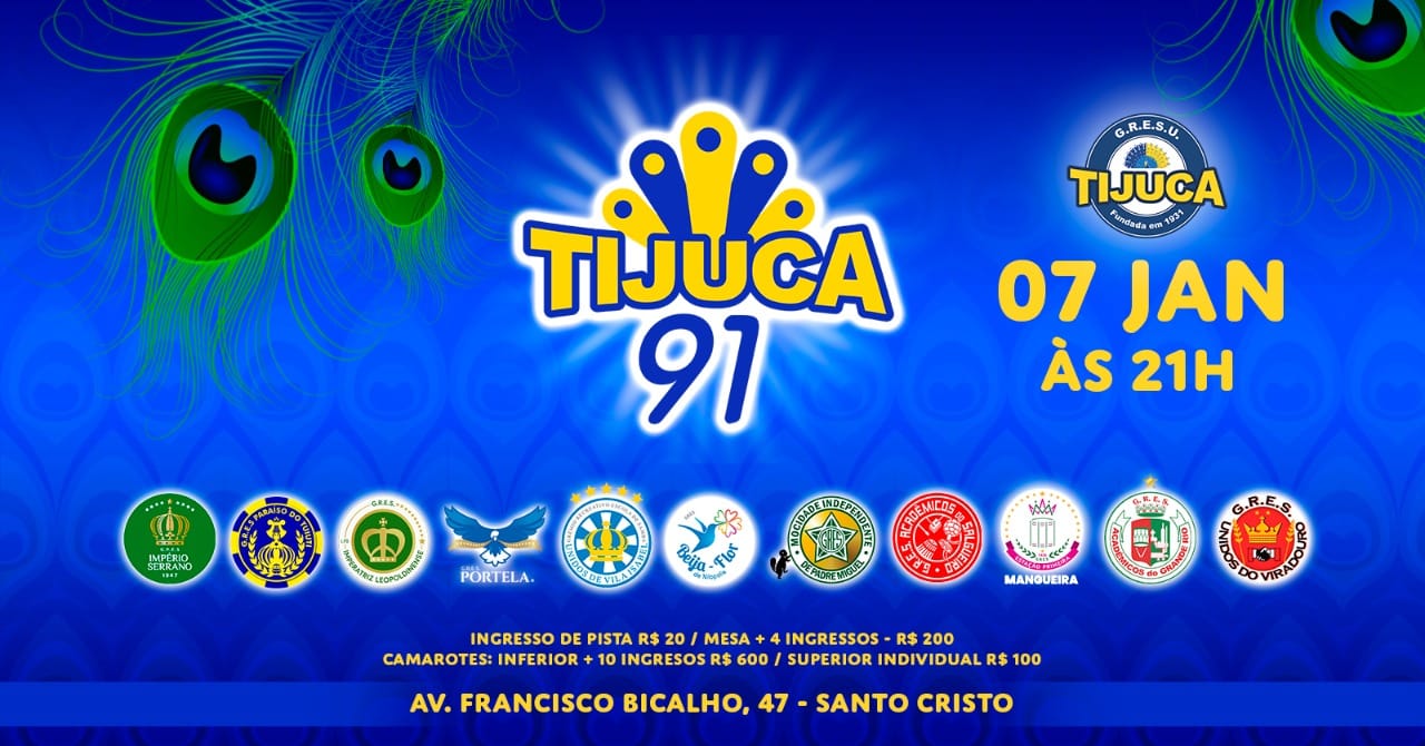 Unidos da Tijuca comemora 91 anos de fundação recebendo as co-irmãs no primeiro sábado do ano